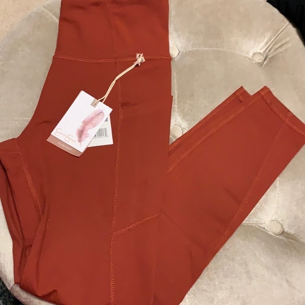 Jessica Simpson brand slimtek figure enhancing burnt orange/rust color leggings